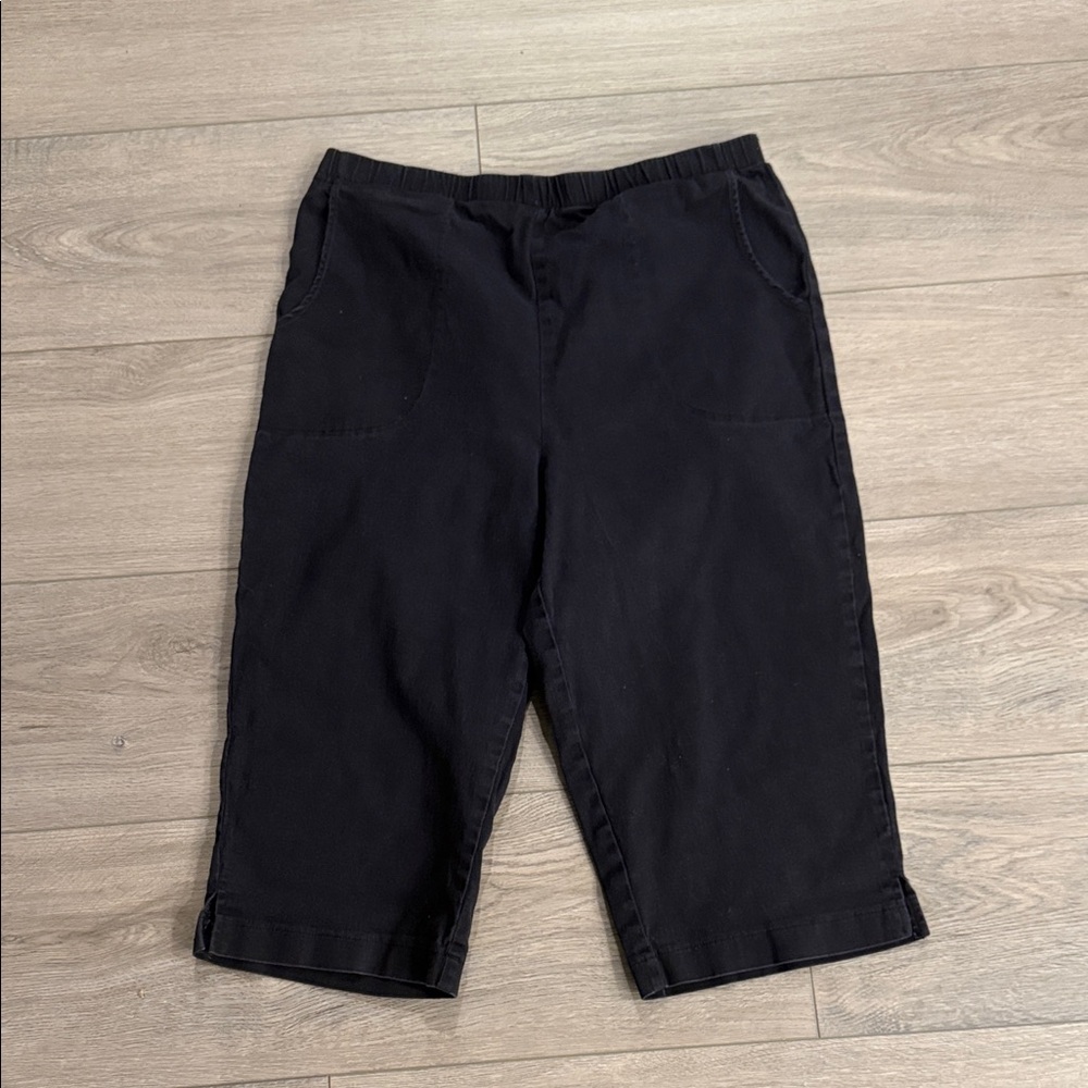 Denim&Co Black Pedal Pushers Pull-On Straight Pants